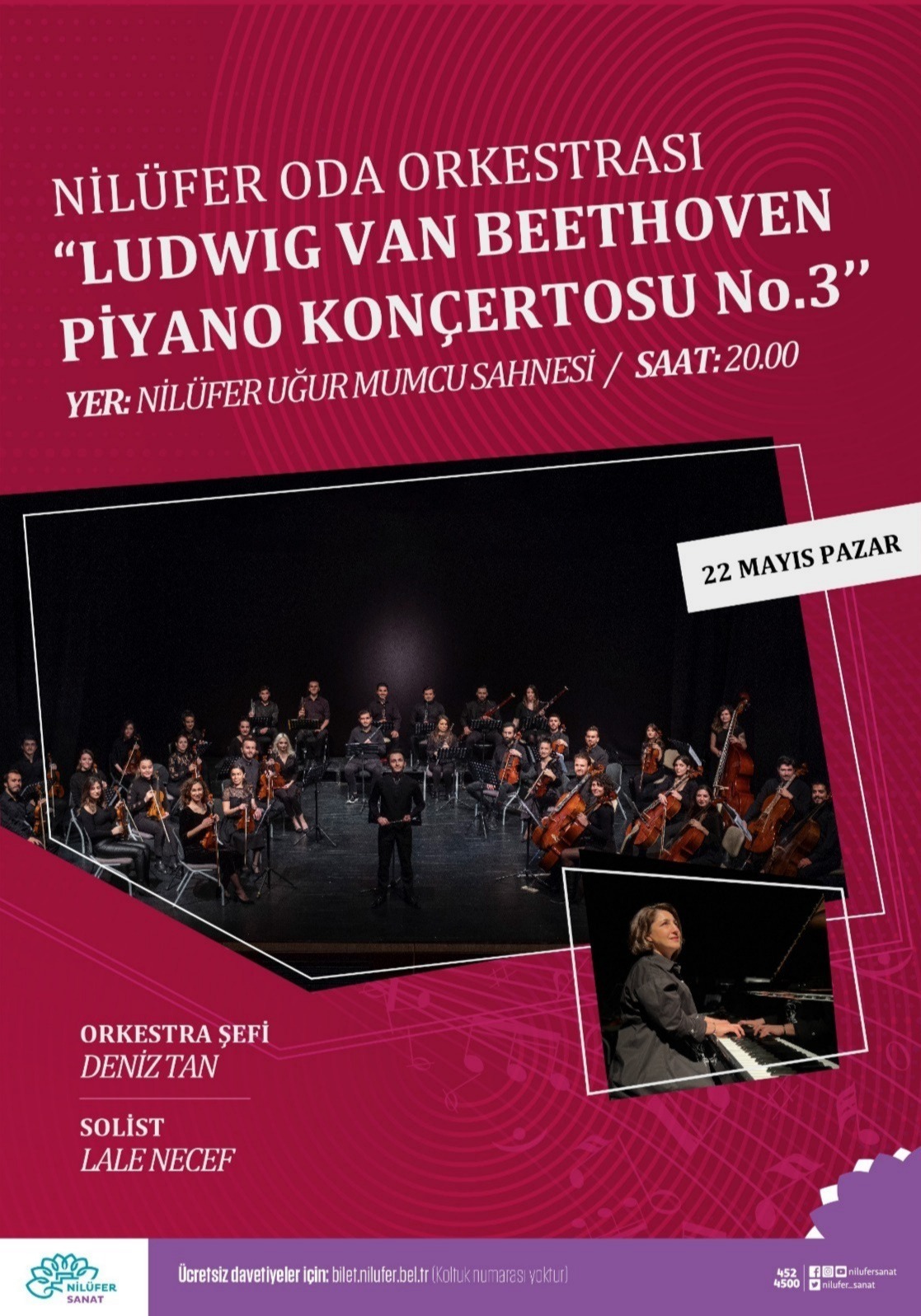 Nilüfer Oda Orkestrası " Ludwig Van Beethoven  Piyano Konçertosu No.3 " Konseri Şef: Deniz Tan Solist: Lale Necef 